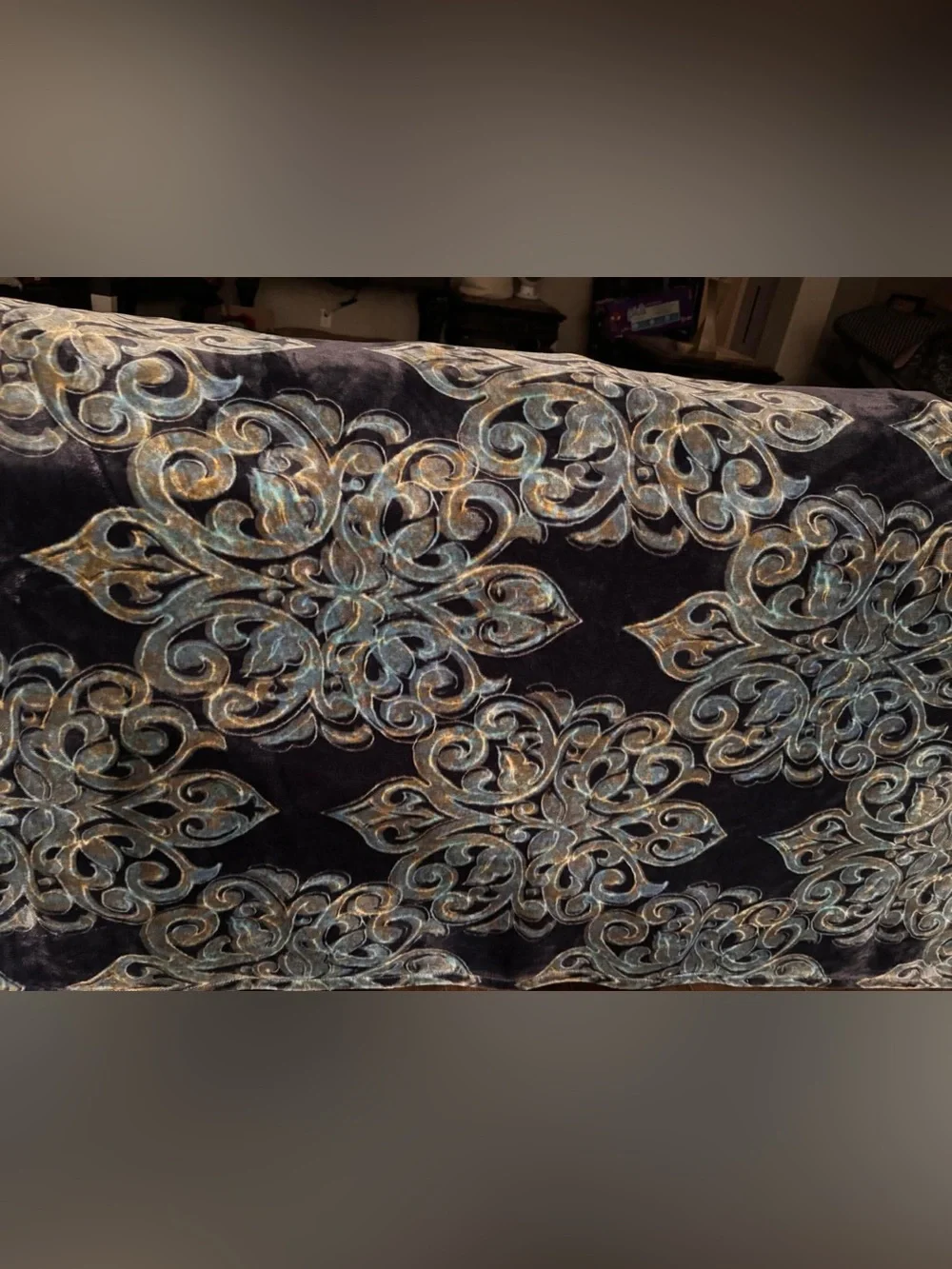 Soft & Cozy Luxury Plush Blanket - Black Floral Damask Soft blanket   68”x60”
